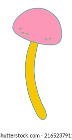 70s retro hippie magic mushroom. Vector illustration