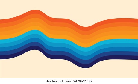 70s retro lines background. Vintage colourful stripes banner, backdrop and wallpaper vector.retro vintage 70s style stripes background poster lines