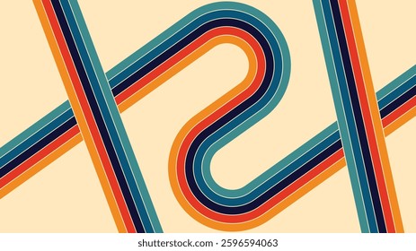 70s retro lines background. Vintage colourful stripes banner, backdrop and wallpaper vector.retro vintage 70s style stripes background poster lines	