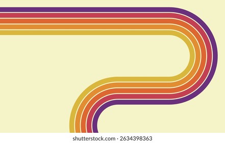 70s retro lines background. Vintage colourful stripes banner, backdrop and wallpaper vector.retro vintage 70s style stripes background poster lines	
