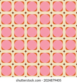 70s Retro Pattern in Brown, Orange, Pink and Beige. 60s and 70s aesthetic Style