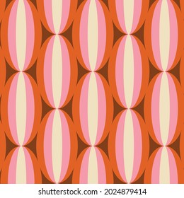 70s Retro Pattern in Brown, Orange, Pink and Beige. 60s and 70s aesthetic Style