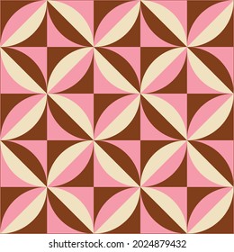 70s Retro Pattern in Brown, Orange, Pink and Beige. 60s and 70s aesthetic Style