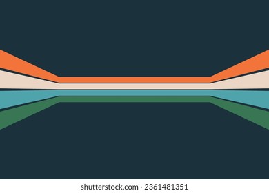 70s retro perspective lines background. Vintage colourful stripes banner, backdrop and wallpaper