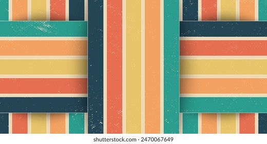 70s retro perspective lines background. Vintage colourful stripes banner, backdrop and wallpaper vector