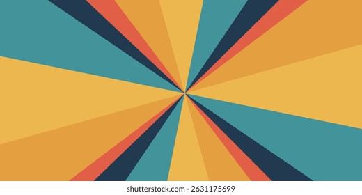 Fondo de líneas de perspectiva retro de los años 70. Antiguas rayas de colores Anuncio, telón de fondo y Vector de Fondo de pantalla.
