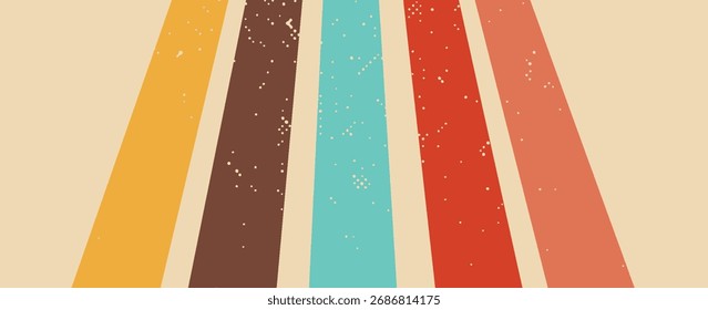 70er Jahre Retro-Perspektive Linien Hintergrund. Vintage bunte Streifen Banner, Hintergrund und Tapete Vektorgrafik