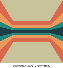 Fondo de arco iris de líneas de perspectiva retro de los años 70. Antiguas grunge rayas de colores Anuncio, telón de fondo y Vector de Fondo de pantalla.	