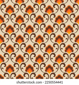70s Retro Seamless colorful Pattern. 60s and 70s Retro style and Aesthetic.