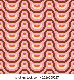 70's Retro Seamless Pattern. 60s And 70s Aesthetic Style. 