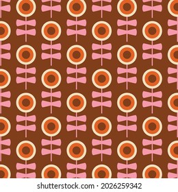 70's Retro Seamless Pattern. 60s and 70s Aesthetic Style. 