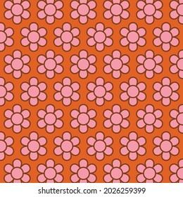 70's Retro Seamless Pattern. 60s and 70s Aesthetic Style. 