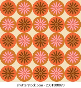 70's Retro Seamless Pattern. 60s and 70s Aesthetic Style.