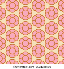 70's Retro Seamless Pattern. 60s and 70s Aesthetic Style.