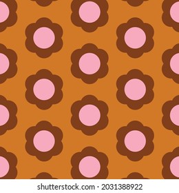 70's Retro Seamless Pattern. 60s and 70s Aesthetic Style.
