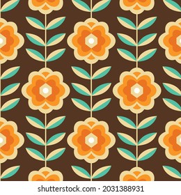 70's Retro Seamless Pattern. 60s and 70s Aesthetic Style.