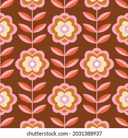 70's Retro Seamless Pattern. 60s and 70s Aesthetic Style.