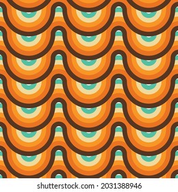 70's Retro Seamless Pattern. 60s and 70s Aesthetic Style.