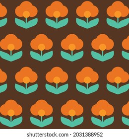 70's Retro Seamless Pattern. 60s and 70s Aesthetic Style.