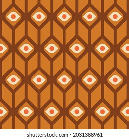 70's Retro Seamless Pattern. 60s and 70s Aesthetic Style.