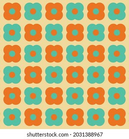 70's Retro Seamless Pattern. 60s and 70s Aesthetic Style.