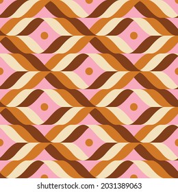 70's Retro Seamless Pattern. 60s And 70s Aesthetic Style.