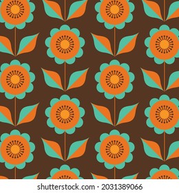 70's Retro Seamless Pattern. 60s and 70s Aesthetic Style.