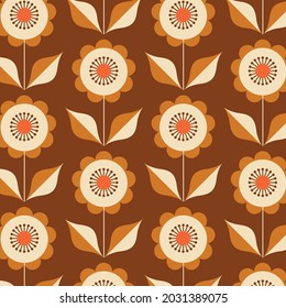 70's Retro Seamless Pattern. 60s and 70s Aesthetic Style.