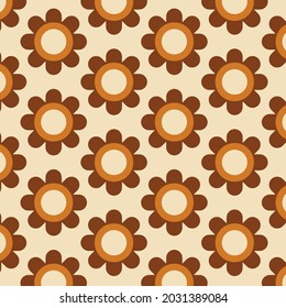 70's Retro Seamless Pattern. 60s and 70s Aesthetic Style.