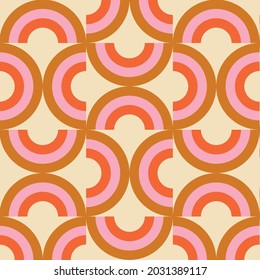 70's Retro Seamless Pattern. 60s and 70s Aesthetic Style.