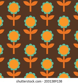 70's Retro Seamless Pattern. 60s and 70s Aesthetic Style.