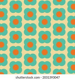 70's Retro Seamless Pattern. 60s and 70s Aesthetic Style.