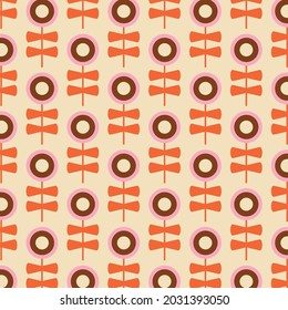 70's Retro Seamless Pattern. 60s and 70s Aesthetic Style.