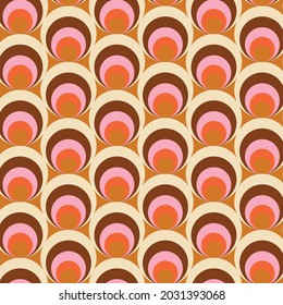 70's Retro Seamless Pattern. 60s and 70s Aesthetic Style.