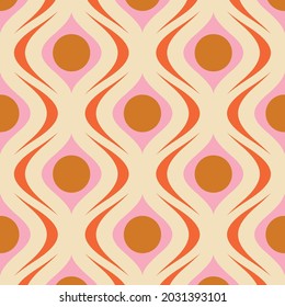 70's Retro Seamless Pattern. 60s and 70s Aesthetic Style.