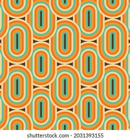 70's Retro Seamless Pattern. 60s and 70s Aesthetic Style.