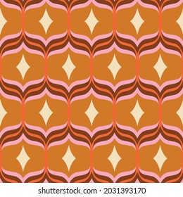 70's Retro Seamless Pattern. 60s and 70s Aesthetic Style.