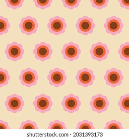 70's Retro Seamless Pattern. 60s and 70s Aesthetic Style.