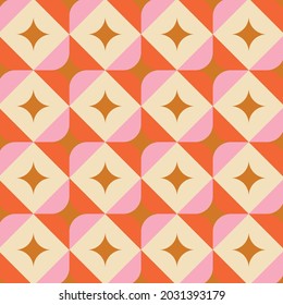 70's Retro Seamless Pattern. 60s and 70s Aesthetic Style.