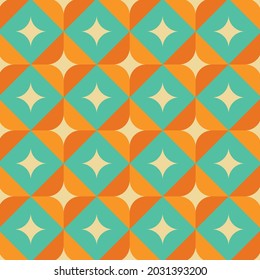 70's Retro Seamless Pattern. 60s and 70s Aesthetic Style.