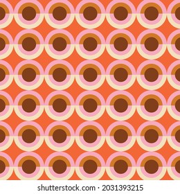 70's Retro Seamless Pattern. 60s and 70s Aesthetic Style.