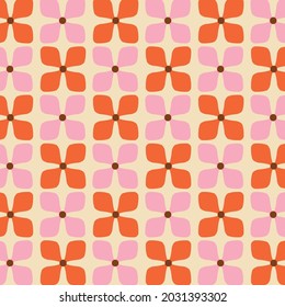 70's Retro Seamless Pattern. 60s and 70s Aesthetic Style.