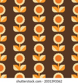 70's Retro Seamless Pattern. 60s and 70s Aesthetic Style.