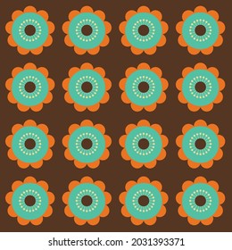 70's Retro Seamless Pattern. 60s and 70s Aesthetic Style.