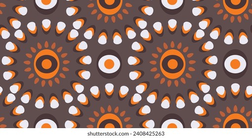 70's Retro Seamless Pattern. 60s and 70s Aesthetic Style.