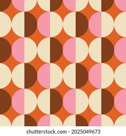 70s Retro Seamless Pattern in Orange, Brown, Pink and Beige. 60s and 70s Retro style and Aesthetic. 