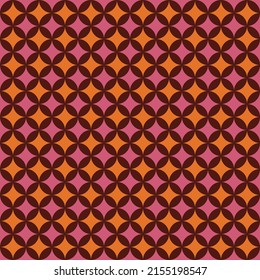 70s retro seamless pattern in orange brown and pink. Perfect for home decor, wrapping paper fabric and wallpaper design.