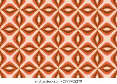 70s Retro Seamless Pattern in Orange, Brown, Pink and Beige. 60s and 70s Retro style and Aesthetic. eps 10