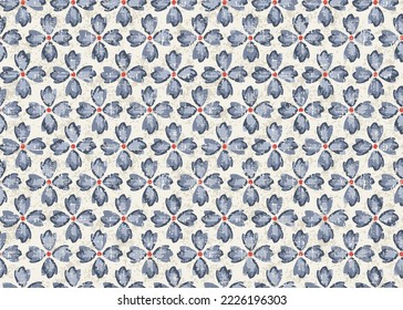 Patrón retro sin soldadura de 70 en floral azul texturado. Estilo retro y estético de los años 60 y 70. Patrón retro sin costura con flores sobre fondo texturizado