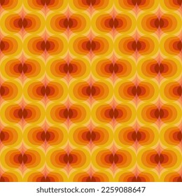 70's retro seamless pattern. Vector vintage colorful groovy texture. Geometric 60s background illustration